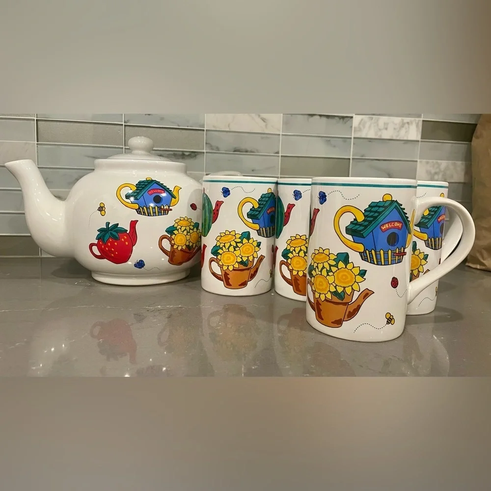 Vintage Garden Tea Party Set from Signature Floral Stoneware